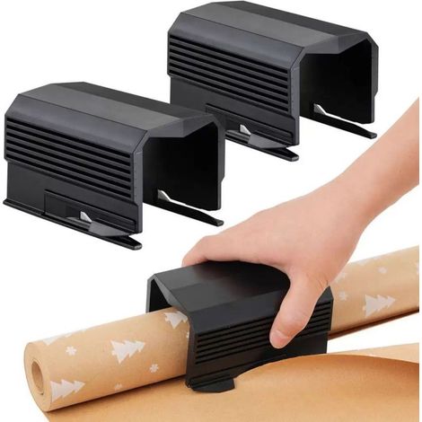 Coupe‑papier pour rouleau de papier cadeau lot de 2, dévidoir découpeur portable, outil pratique pour emballage cadeau, maison, bureau, atelier (1/5)