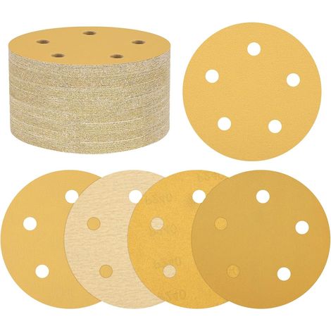 100 Pack Kit De Disques À Poncer 125mm 5 Pouce 5 Trou Papier Abrasif (1/5)