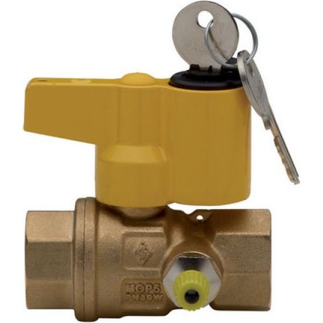 VALVOLA A SFERA PER GAS CON PUNTO PRESA PRESSIONE CON SERRATURA 3/4&quot DN 20
