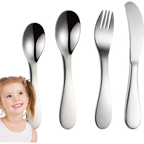 Set de Couverts Enfant 4 Pièces Réutilisable en Acier (1/5)