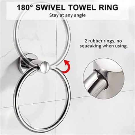 Porte-Serviettes, Anneau Porte Serviette chromé, Anneau Porte-Serviettes Mural en Acier Inoxydable 304, Porte Serviette Rond pour (1/4)
