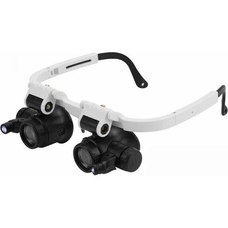 Lunettes Loupe avec 2 Lumières LED, Bijoutier Loupe à Montage sur Tête 8X 15X 23X Agrandir pour Réparation Lecture Bijoux Montres