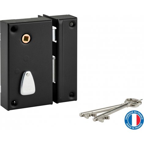 THIRARD - Serrure verticale en applique à clé à fouillot pour portail, droite, axe 45mm, 75x130mm, noir, 2 clés - THIRARD (1/2)
