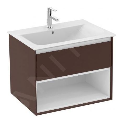 Meuble de sous-vasque MWT-Unterschrank Connect Air, 1 tiroir, 600x440x517mm, brun mat et blanc mat (1/4)