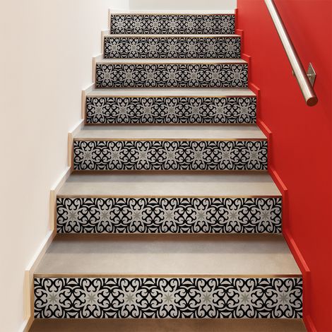 Stickers adhésifs escalier carrelages contremarche - SAVERIA - 2 bandes de 15x105cm (1/3)