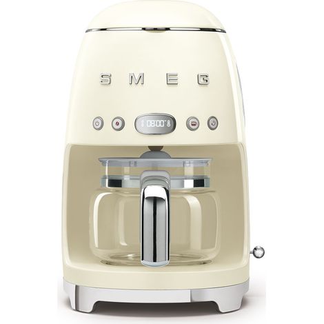Smeg – Cafetière filtre 10 tasses programmable Crème Années 50 – Puissance 1050 W – Fonction 1-4 tasses – Touche Arôme pour intensité café
