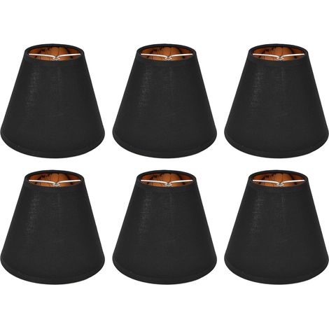 6 Pièces Abat-Jour, Noir, Tissu, Clip E14, Pour Lustre Lampe Chevet