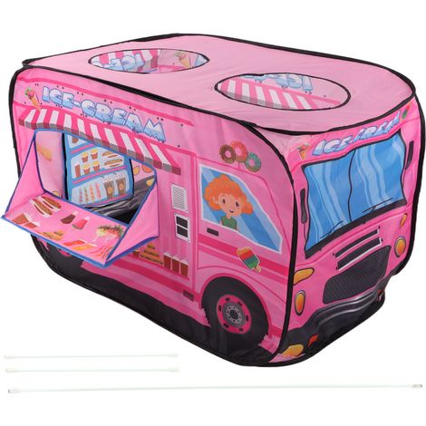 Tente de jeu pliante camion de glace, maisonnette pliable pour enfants, activités intérieures et extérieures (1/5)