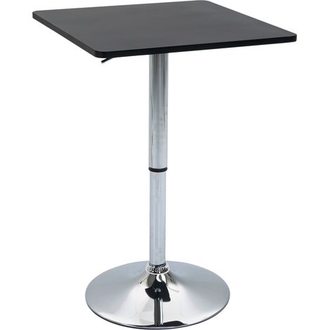 Table bar réglable hauteur. 360°. Pieds anti-rayures. Base métal. Noir/Argent (1/5)