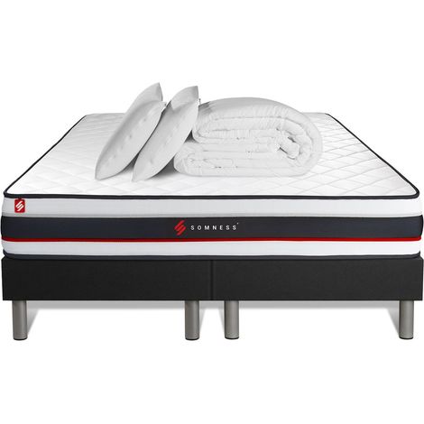 Komplettpaket Bett - Matratze 180x200 cm + 2 Boxspringbetten (Monoblock) + 2 Kopfkissen + Bettdecke - Form (1/5)