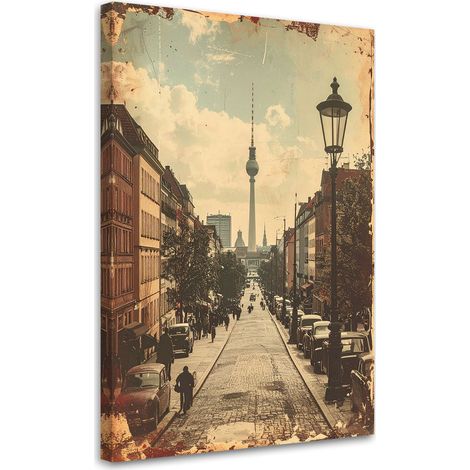Tableaux, Tour de télévision vintage de Berlin,20x30 (1/4)