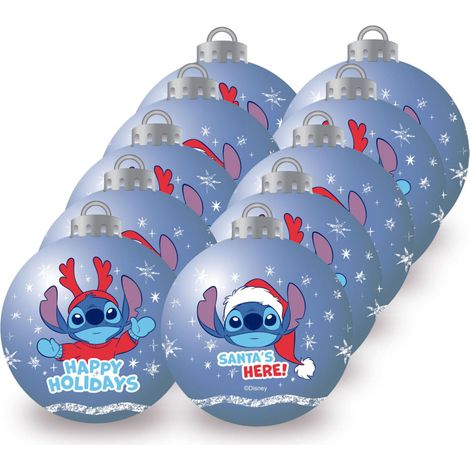 Lot de 10 Boules de Noël - Disney Lilo & Stitch happy