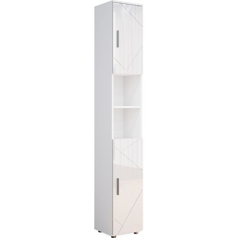 Armario de baño Irma, Blanco alto brillo, 30 x 192 cm, Vicco