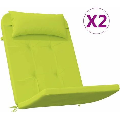 Coussins de chaise unis, 2 pièces, vert vif. 58 x 77 x 4,5 cm (1/5)