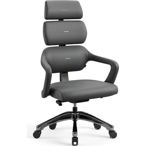 Diablo V-Modular Bürostuhl Schreibtischstuhl Chefsessel Ergonomisch Abnehmbare Kopfstütze Kunstleder, Grau (1/5)