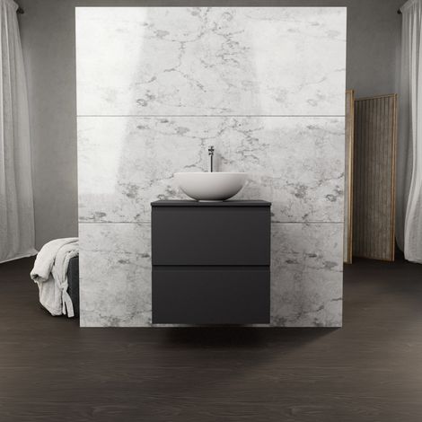 Inda - Mobile bagno L.60 con lavabo in appoggio / Nero opaco 2