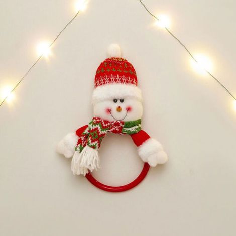 Porte-serviette De Noël - Bonhomme De Neige Renne Père Noël - Décor Murale Suspendue Pour Salle De Bain Cuisine - Lot De 3 (1/5)