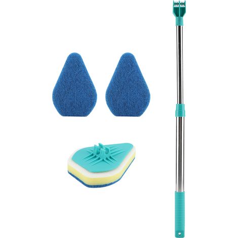 Serpette à plat télescopique Acier inoxydable + PP Tête éponge lavable 3 rechanges Manche ergonomique réglable 33-86cm (1/5)
