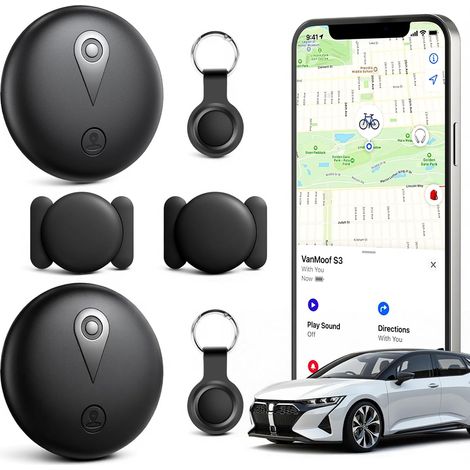Lot de 2 mini traceurs GPS magnétiques - Traceur GPS en temps réel avec application pour smartphone Android et iOS, traceur GPS de voiture pour voitures, vélos, bagages, animaux domestiques, noir (1/5)