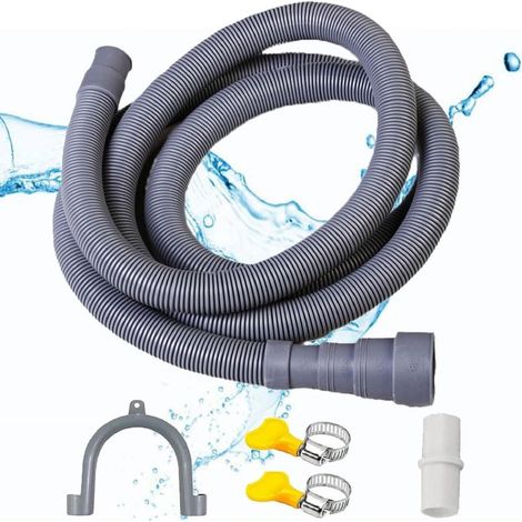 3m de Raccordement Machine à Laver, Tuyau Vidange Machine a Laver, Tuyau Lave Linge,avce Support en U,Colliers et Tuyau Raccordement Rallonge Tuyau Lave Vaisselle Tuyau Évacuation Eau (1/5)