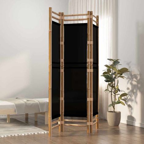 Paravent Cloison de séparation pliante 3 panneaux - Séparateur de Jardin 120 cm Bambou et Toile BV243782 - BonneVie (1/5)