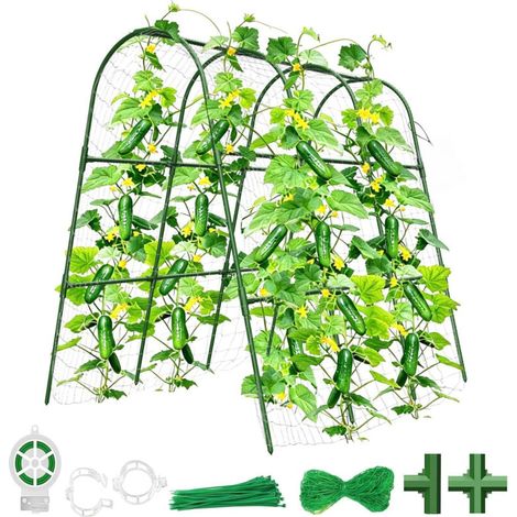 Treillis de jardin en forme de U – Support en métal pour plantes grimpantes, idéal pour concombres, légumes et plates-bandes surélevées