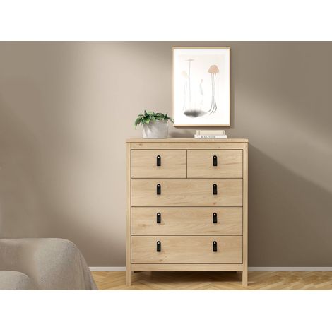 Dmora - Cajonera Jeanine, Cómoda multiusos, Cómoda de dormitorio, Gabinete con cajones, 82x38 h99 cm, Roble (1/5)