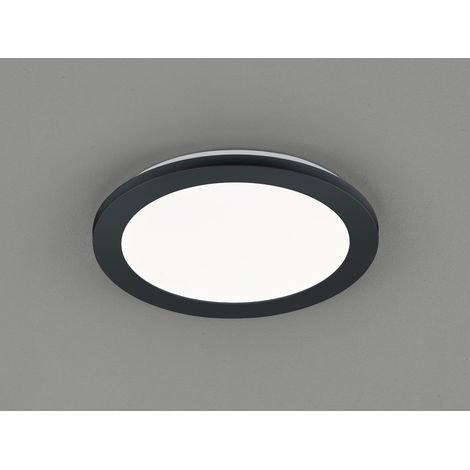 Dimmbare LED Deckenleuchte CAMILLUS flache Badezimmerlampe Ø26cm schwarz IP44 (1/5)