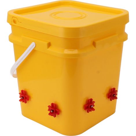 Abreuvoir automatique pour poules avec baril portable de 12L, équipement d'abreuvement pour volailles (oies, canards), seau + abreuvoir quatre coins + vis noires (1/5)