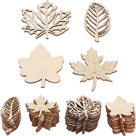 80 pièces feuilles creuses en bois composite lisse, découpe ajourée pour décoration (1/5)