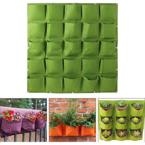 Bolsa multiusos de 2 piezas con 25 bolsillos para plantas, especias y flores secas. Fieltro resistente a los rayos UV. Para interior y exterior. (1/5)