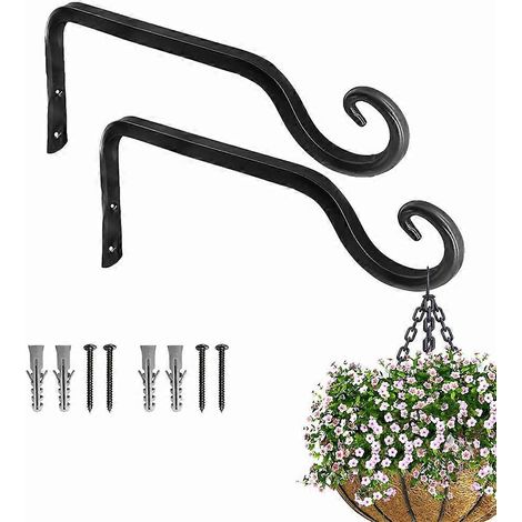 Lot de 2 supports de suspension pour plantes de jardin, crochets en fer robustes, supports décoratifs muraux pour balcon, jardin, maison, intérieur et extérieur ( ) (1/5)