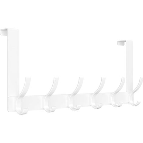Porte Manteau pour Porte 12 Crochets Sans Perçage, Patère Porte Accrochable pour Salle de Bain et Cuisine (Blanc) (1/5)