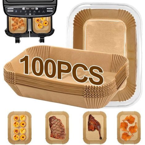 Packung mit 100 Airfryer-Einlagen für Ninja Dual Airfryer, Pergamentpapier-Einlagen (1/5)