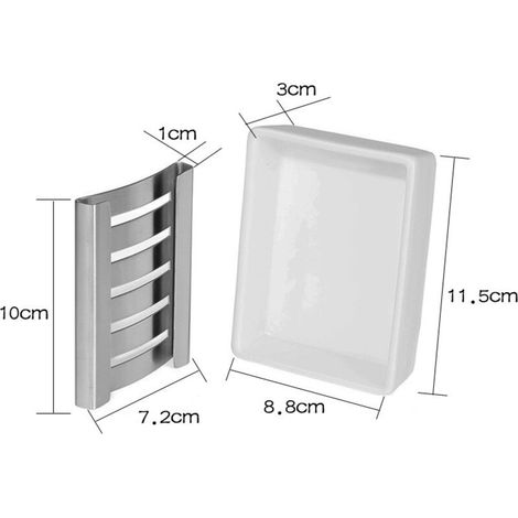 Porte-savon en acier inoxydable 304 drainant boîte à savon pour le lavage du visage créatif double couche rectangulaire en céramique porte-savon toilette (1/5)