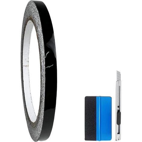 Hochglanz Vinyl Klebeband Schwarz mit Luftkanal, inkl. Werkzeug-Set (1/3)
