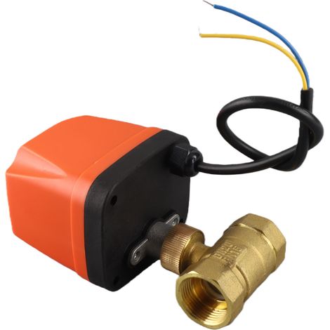 Vanne à boule motorisée DN20 3/4in fermée au repos 2 fils 12-24V DC laiton IP54 pour eau chaude froide automatisme industriel (1/5)
