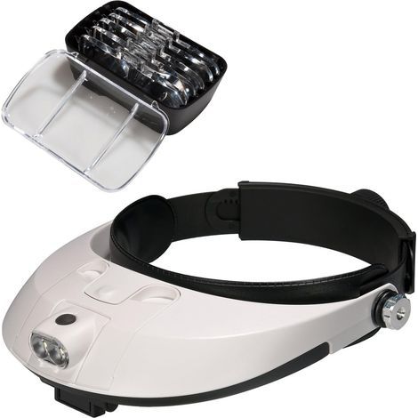 Kopflupe mit LED-Lampe, Vergrößerungsglas für Reparaturen, Schmuckherstellung, Nähen, Bastelarbeiten und Stromkreisüberwachung. (1/5)