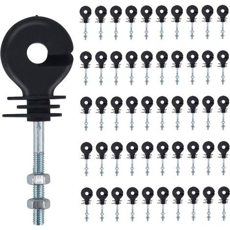 Isolateurs à Visser,50 Pièces isolateur Cloture Electrique Clous d'isolation de clôture électronique Isolateur de Poteau de clôture,Accessoires de clôture électronique,pour Poteau en B (1/4)