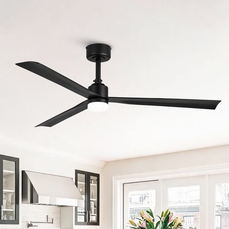 Parrot Uncle Ventilateur de plafond LED 127 cm avec moteur DC silencieux, 3 pales ABS noir mat, télécommande, lumière dimmable, fonction été-hiver, minuterie pour salon et chambre