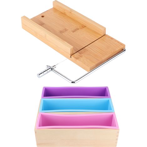 Moule de fabrication de savon en Silicone de 1200ml, coffret en bois, coupe manuelle avec échelle, outil de cuisine