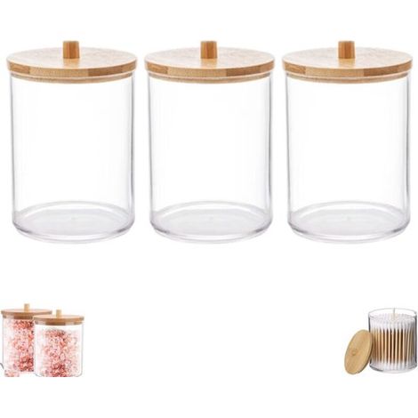 3 piezas, bastoncillos algodón, bastoncillos algodón bambú, transparente, portátil, guardar bastoncillos algodón, algodón cosmético, 710cm (1/5)