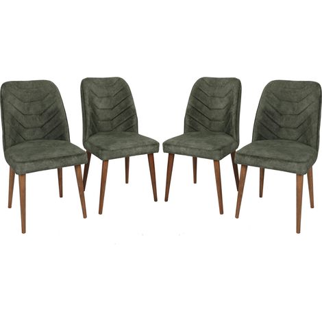 Silla, asiento, silla de comedor Set Nuez Dark Verde (1/5)