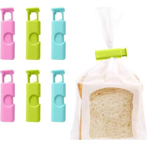Lot de 6 clips de fermeture en plastique - Couleurs assorties - Pour les en-cas et le pain - Protection contre l'humidité (1/5)