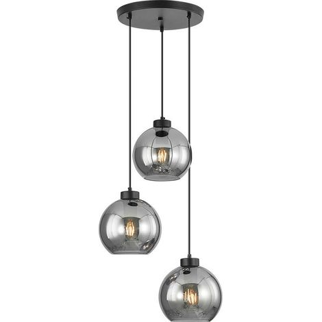Suspension décorative 3xE27 23W – Verre fumé (1/4)