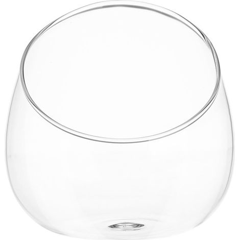 Vase Bol Rond Élégant et Moderne en Verre Transparent à Ouverture Inclinée pour Terrarium à Plantes Succulentes pour Décoration Intérieure (1/5)