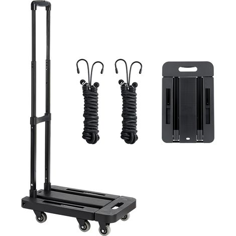 Mophorn Carrello a Mano Pieghevole, Capacità di Carico 226,8 kg, Carrello Portabagagli con 6 Ruote, 2 Corde Elastiche e Base Regolabile, Ideale per Trasporto Multiuso