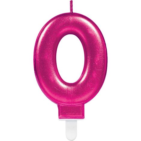 Candela numero 0 rosa metallizzata 1 pz.