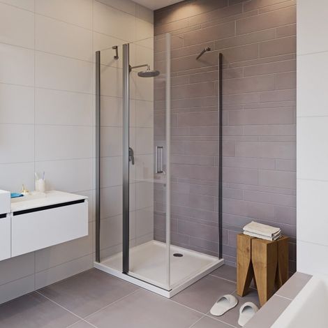 Cabine de douche d'angle NOVIK 203 RIHO 90x80 x200cm avec porte battante (1/3)