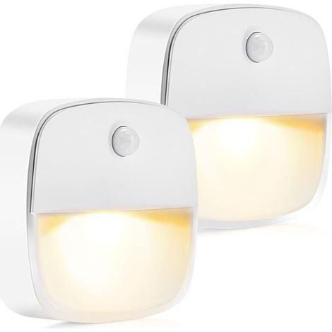 Veilleuse Enfant [2 pièces] Veilleuse Prise Electrique avec Capteur de Crépuscule. Mode d'éclairage Constant & Automatique pour Chambre Bébé. Escalier. chambre à coucher. Couloir. Salon-Blanc Chaud (1/4)